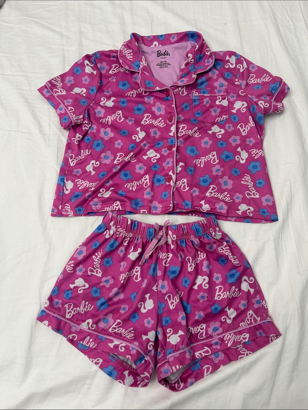 Barbie Pink and Blue Floral Short Pajama Set